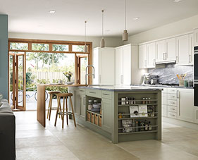 Bridgwater Shown in Dark Sage Prosecco Traditional Kitchens