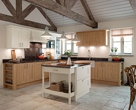 Lincoln Shown in Natural Oak and Calico Traditional Kitchens